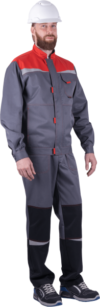 Костюм КМ-10 ЛЮКС летний с БР (серый/красный)