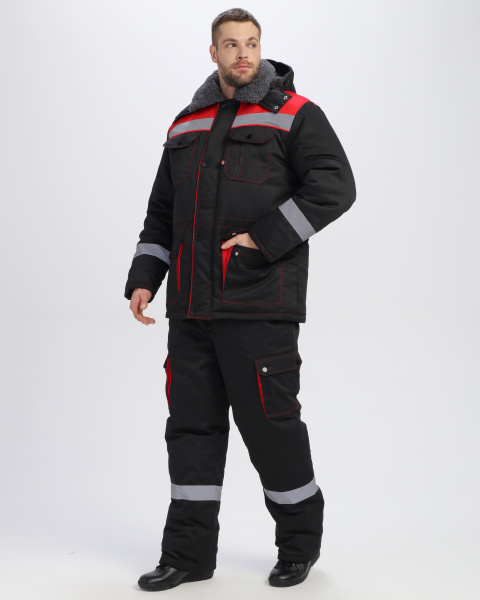 Костюм НЕЙЧ-ПРЕМИУМ CH зимний с ПК (черный/красный)