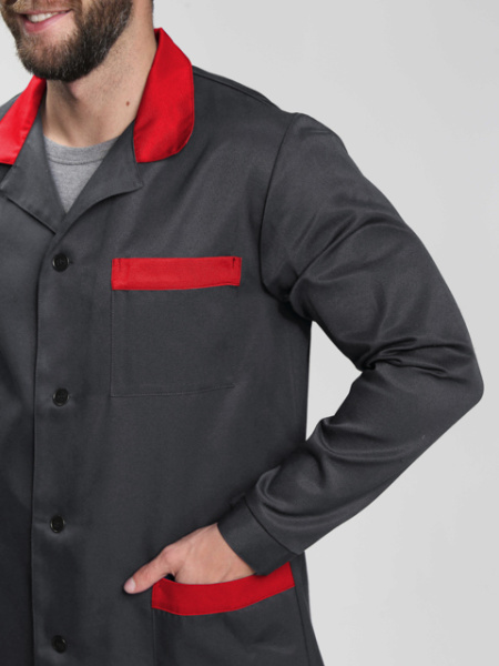 Халат ТЕХНОЛОГ (т.серый/красный)