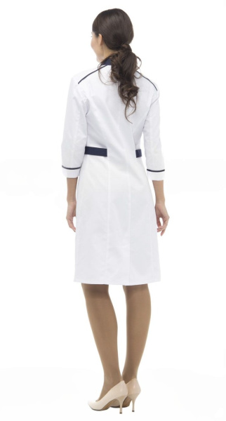 Халат НЭВИ LL1113 женский (белый/синий)