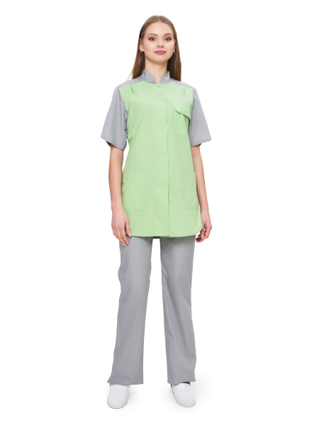 Костюм ОКТАВА женский с БР (серый/салатовый)