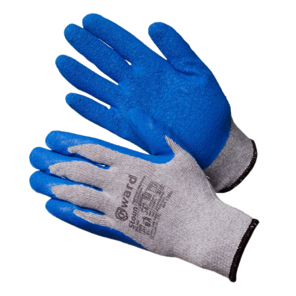 Перчатки STOUN ХБ с текстурированным латексным покрытием (серый/синий)
