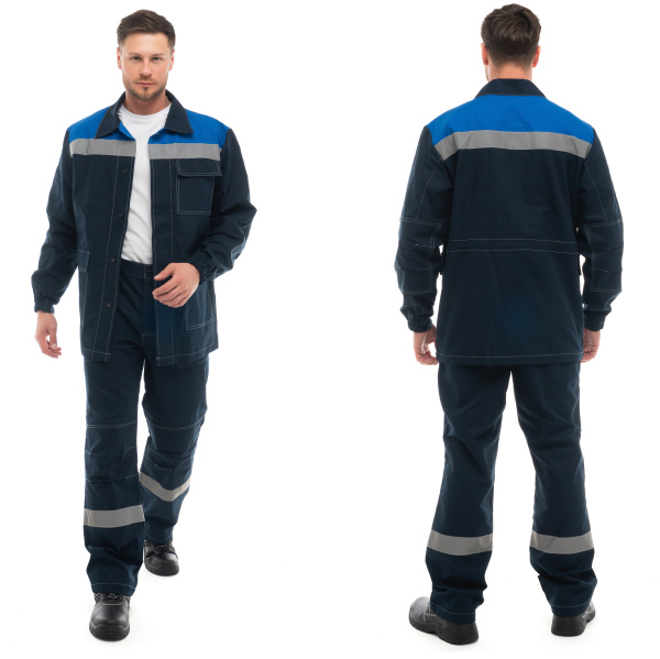 Костюм СПЕЦИАЛИСТ 100% ХБ СОП с БР (синий/васильковый)