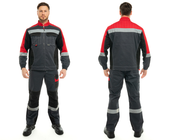Костюм ФОРМУЛА КОТТОН ФП2 с ПК (т.серый/красный/черный)