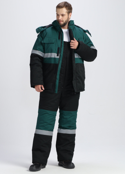 Костюм НОРДХАРД-2 СОП У. зимний с ПК (черный/т.зеленый)