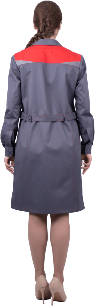 Халат КМ-10 ЛЮКС женский (серый/красный)