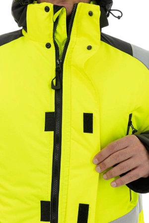 Куртка-парка BRODEKS KW 217 зимняя сигнальная c опушкой (желтый/черный)