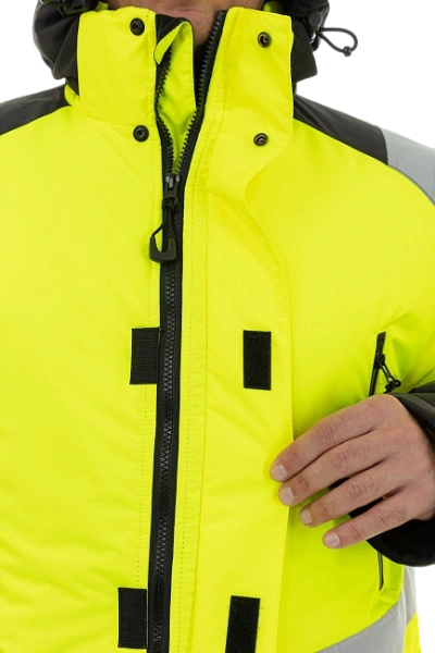 Куртка-парка BRODEKS KW 217 зимняя сигнальная c опушкой (желтый/черный)