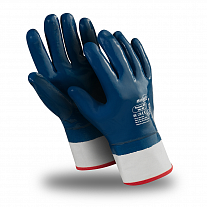 Перчатки ТЕХНИК КП (TN-01), джерси, нитрил полный, крага, цвет синий