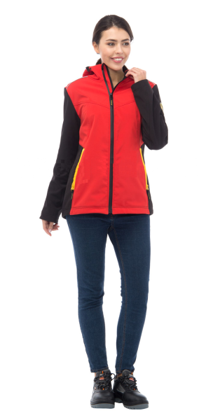 Куртка ТАЙМ женская софтшелл (черный/красный)