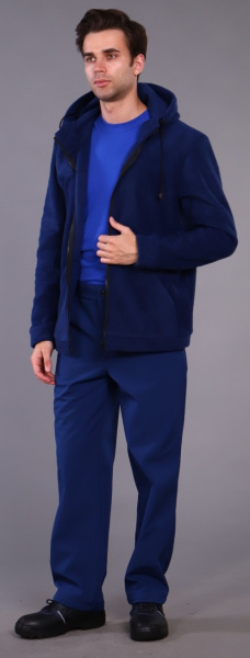 Куртка с капюшоном флисовая (т.синий)