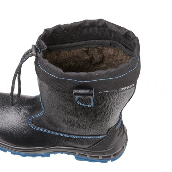 Сапоги ИНДЕВОР ПРО ПУ/Нитрил шерст.мех + тинсулейт с КП (черный/синий)