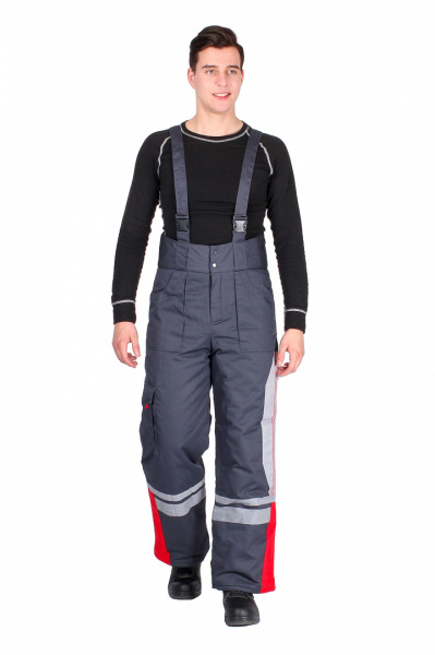 Костюм зимний Факел, брюки, темно-серый/красный