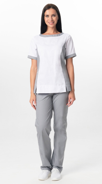 Костюм ГРАЦИЯ женский с БР (серый/белый)