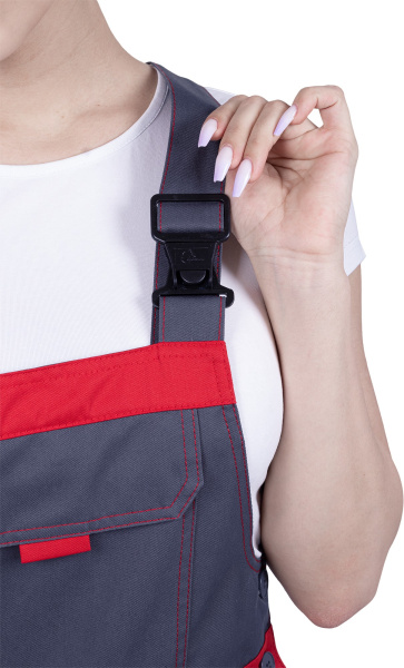 Полукомбинезон ХАЙ-ТЕК SAFETY женский (серый/красный)