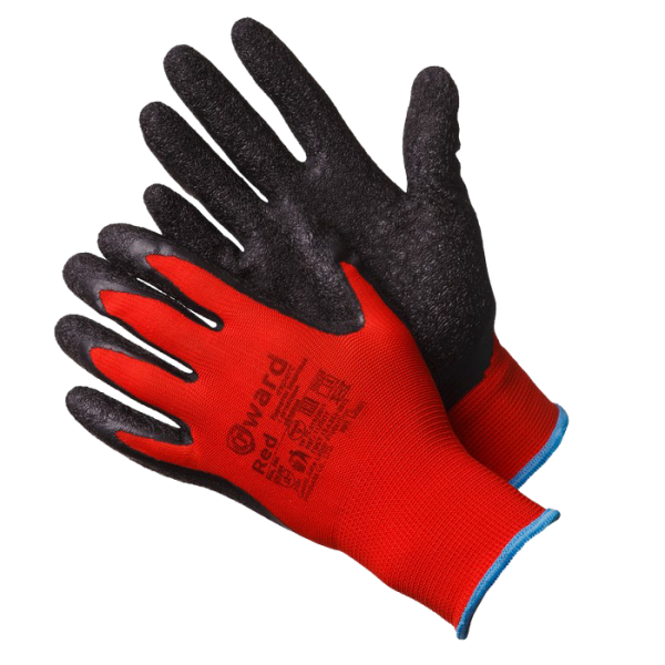 Перчатки RED нейлоновые с текстурированным латексным покрытием
