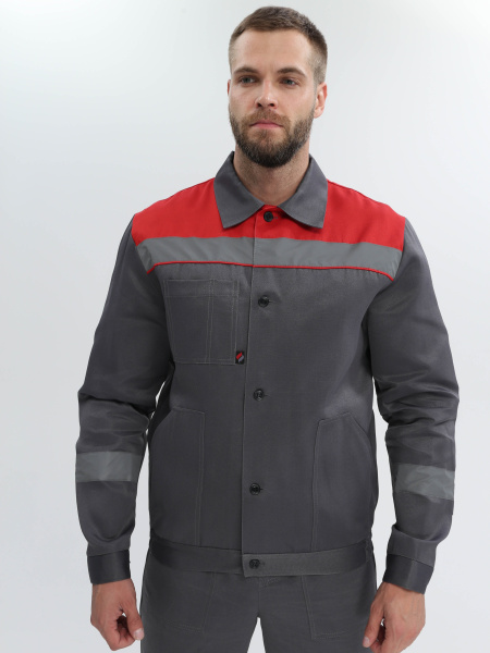 Костюм ЛИГОР-2 СОП с ПК (т.серый/красный)