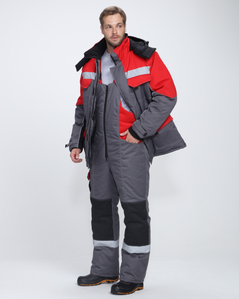 Костюм ЗИМНИК зимний с ПК (т.серый/черный/красный)