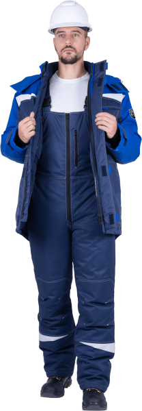 Костюм КМ-10 ЛЮКС зимний 3-4 класс c ПК (василек/т.синий)