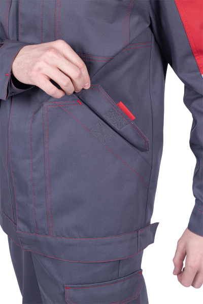 Куртка ХАЙ-ТЕК SAFETY (серый/чёрный/красный)