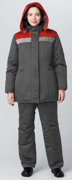 Куртка КНЕЙД СОП зимняя женская (т.серый/красный)