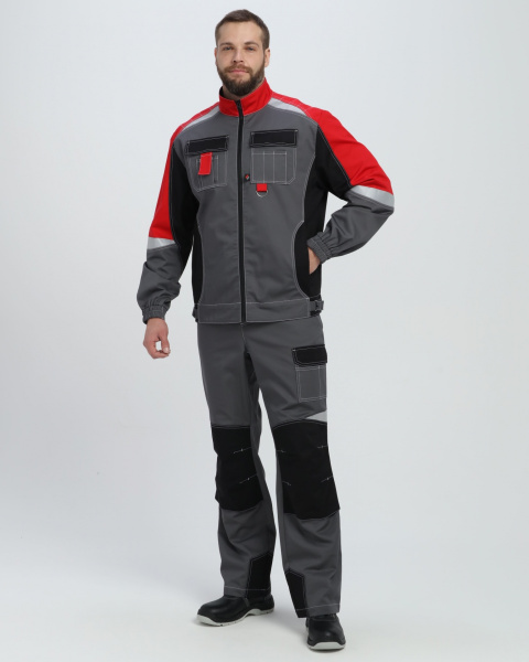 Костюм ВЕКТРОН-1 СН МВО с БР (серый/черный/красный)