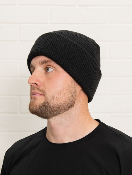 Шапка ША1118Ч вязанная на подкладке из флиса (черный)