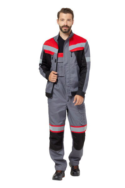 Костюм ПАМИР 2 с ПК (серый/черный/красный)