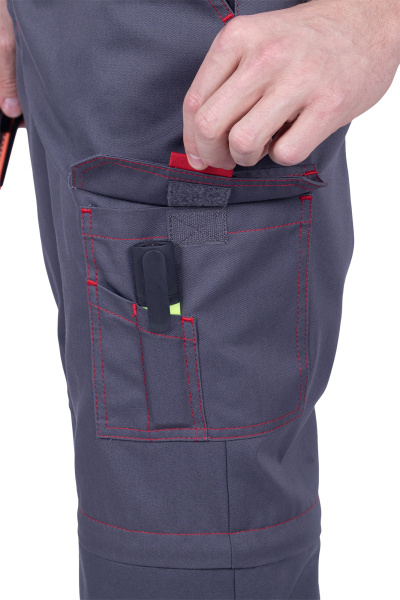 Брюки ХАЙ-ТЕК SAFETY (серый/чёрный/красный)
