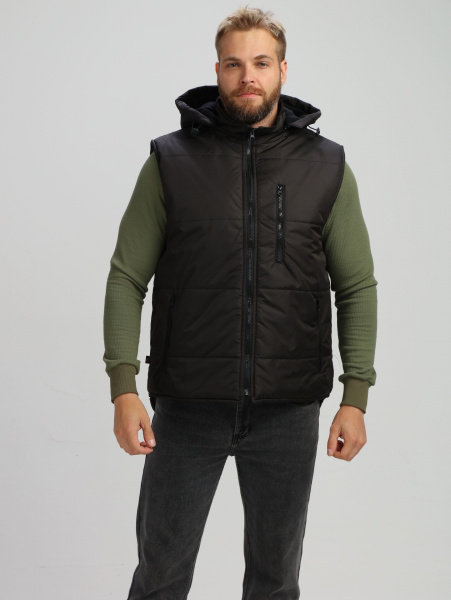 Жилет РЕЗКО зимний с капюшоном (черный)