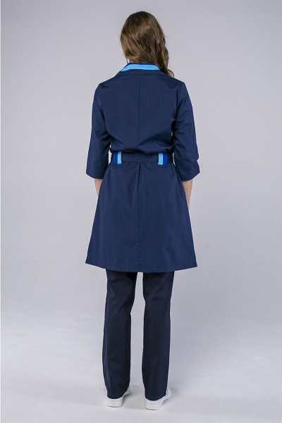 Халат ФЛОРА женский с поясом (т.синий/васильковый)