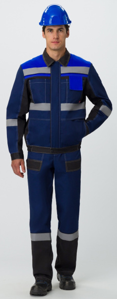 Костюм ВИВАТ-1 ПРЕМИУМ с БР (т.синий/черный/васильковый)