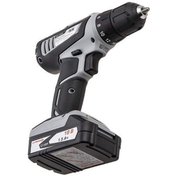 Аккумуляторная дрель-шуруповерт ИНТЕРСКОЛ ДА-18ЭР 536.0.2.02 18В 38Нм 2х1.5А/ч