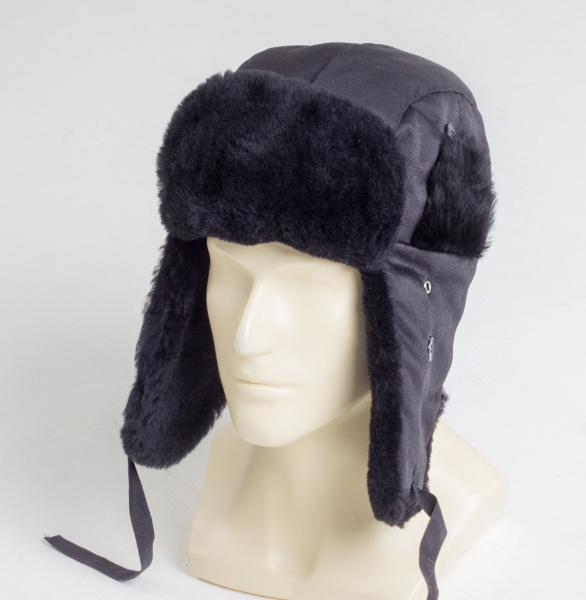 Шапка-ушанка НОРД со слуховыми отверстиями нат.мех (т. синий)