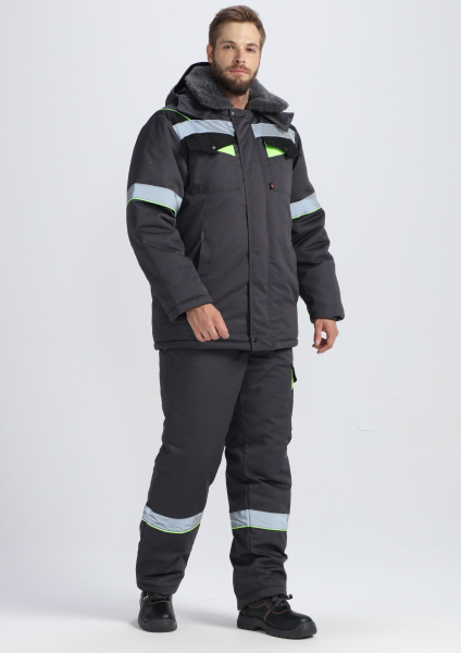 Костюм ХОВАРД зимний с ПК (т.серый/черный/лимонный)