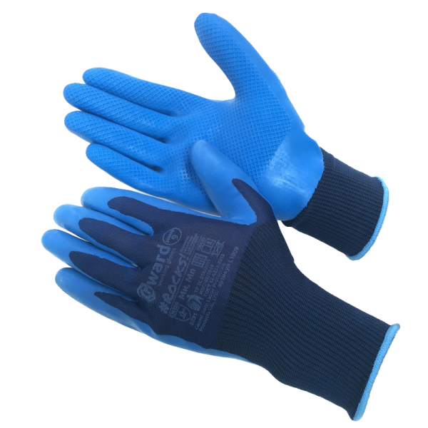 Перчатки ROCKS нейлоновые с текстурированным латексным покрытием (синий)