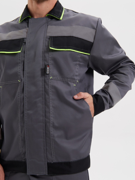 Костюм СИСТЕМА с БР (т.серый/черный/лимонный)