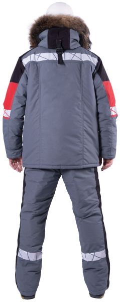 Куртка ХАЙ-ТЕК SAFETY зимняя (серый/чёрный/красный)