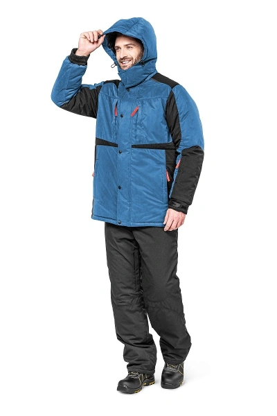 Куртка ЕНИСЕЙ зимняя с фольгированной подкладкой (синий/черный)