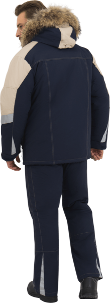 Куртка ХАЙ-ТЕК зимняя (синий/бежевый)