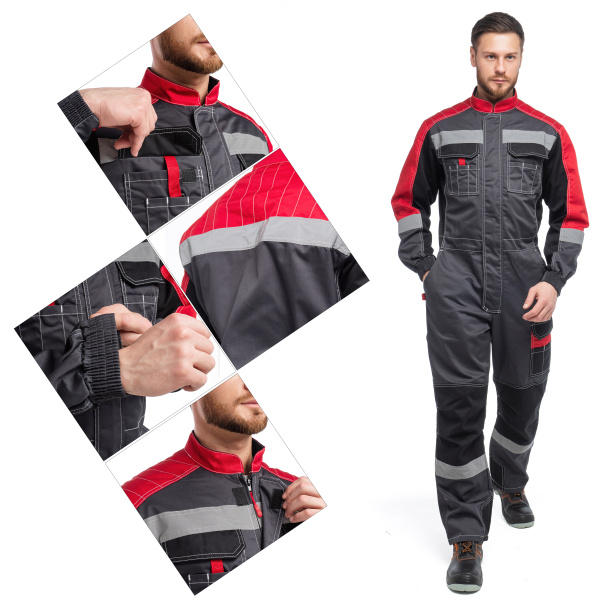 Комбинезон ФОРМУЛА с СОП (т.серый/красный/черный)