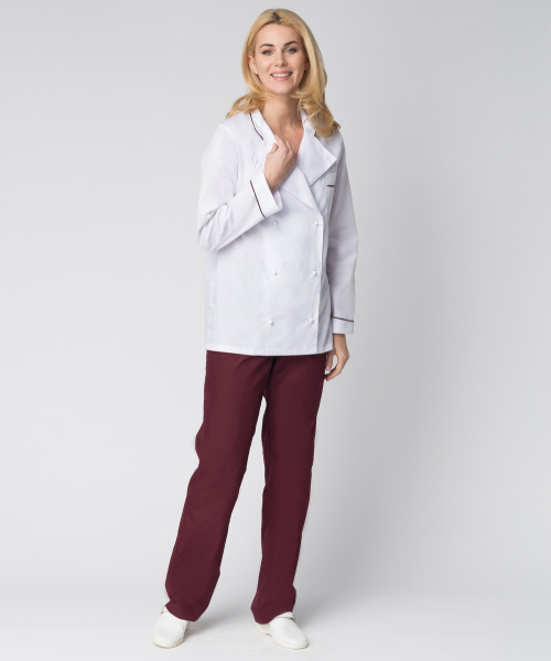 Костюм ГУРМАН женский (белый/бордовый)