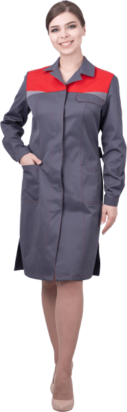 Халат КМ-10 ЛЮКС женский (серый/красный)