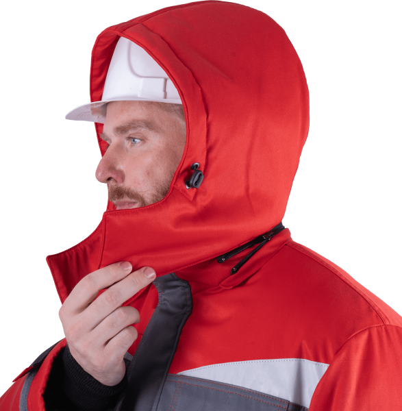 Костюм КМ-10 ЛЮКС зимний 3-4 класс c ПК (серый/красный)