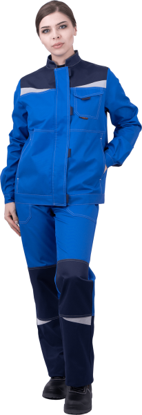 Костюм КМ-10 ЛЮКС жен. летний с БР (василек/т.синий)