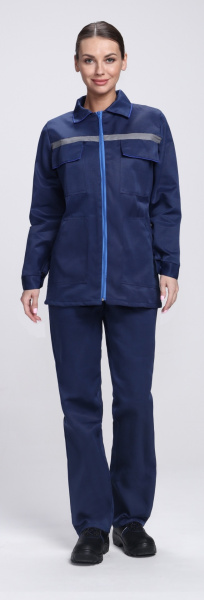 Костюм ЛЕОН женский с БР (т.синий/васильковый)