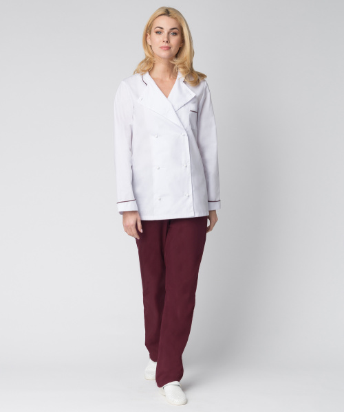 Костюм ГУРМАН женский (белый/бордовый)