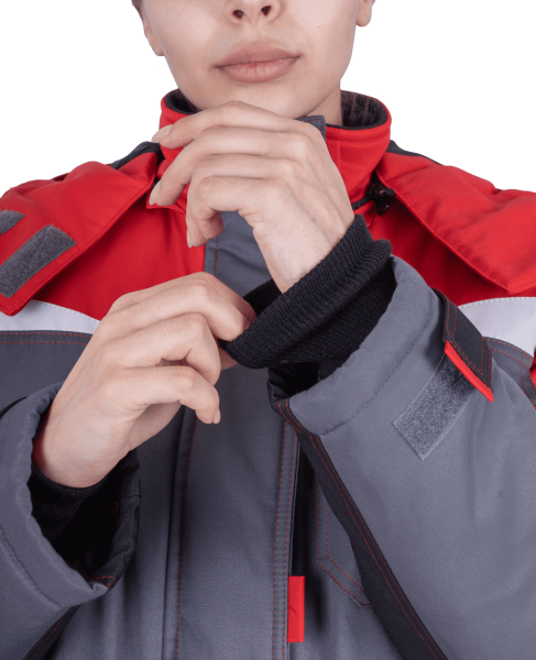 Костюм КМ-10 ЛЮКС жен. зимний 3-4 класс c БР (серый/красный)