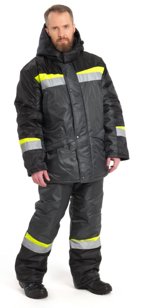 Костюм ГРАДУС зимний с ПК (т.серый/черный/лимон)