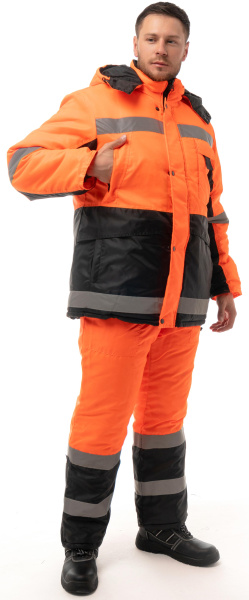 Костюм МЕТЕО зимний с ПК (оранжевый/черный)